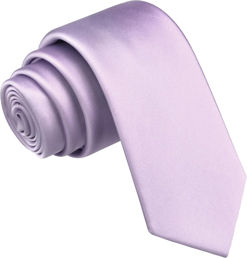 Branduce 2.4"（6cm） Mens Solid Skinny Satin Tie Pure Color Slim Necktie for Business and Wedding - Image 1